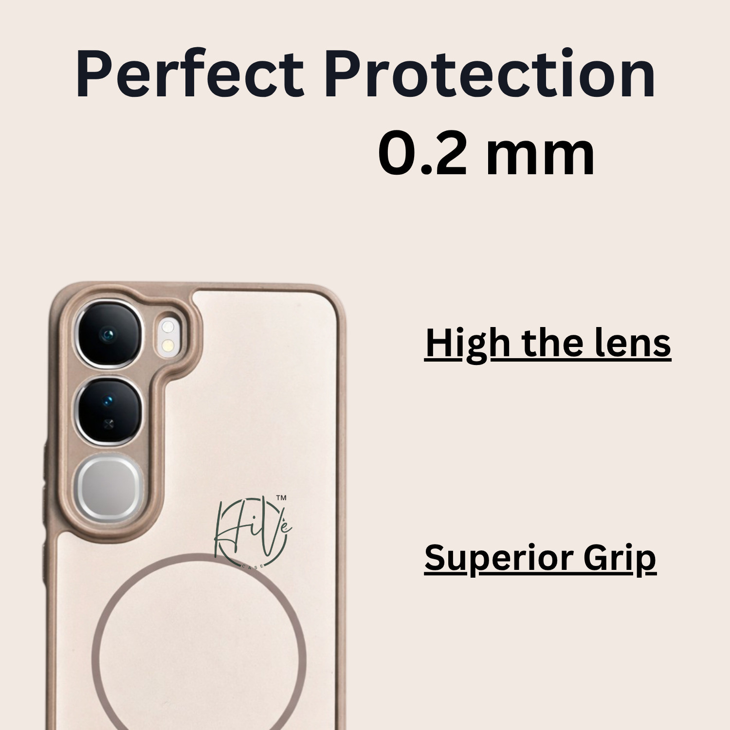 Image of Hive Back Cover for Vivo V40 Lite 5G, vivo Y300 5G (Brown, Grip Case, Silicon, Pack of: 1)