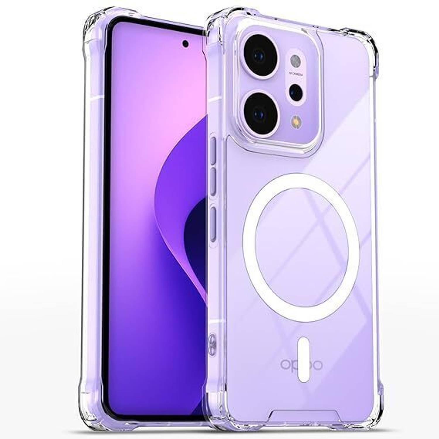Anyphone Back Cover for Oppo Reno 14 pro 5g, Hard Transparent Compatible with Mag-Safe, Anti-Yellowing