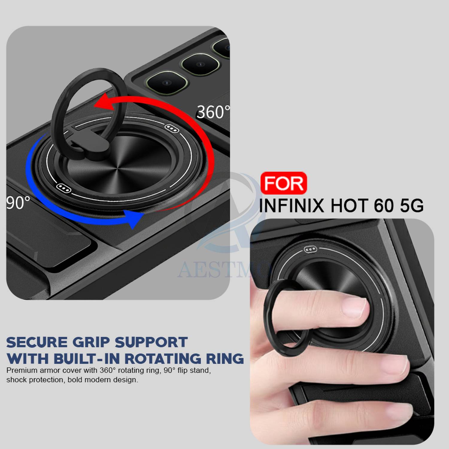 AESTMO Back Cover for Infinix Hot 60 5G Black - Image 4