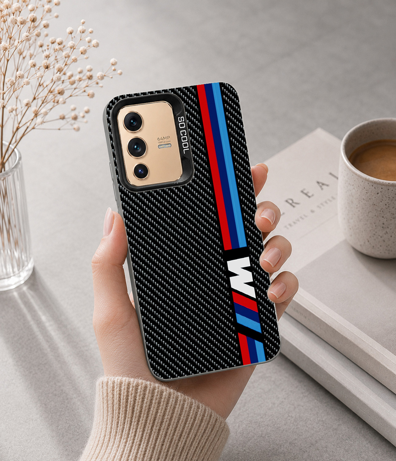 Image of PUNAK Back Cover for Vivo V23 5G (Black, Grip Case, Polycarbonate, Pack of: 1)