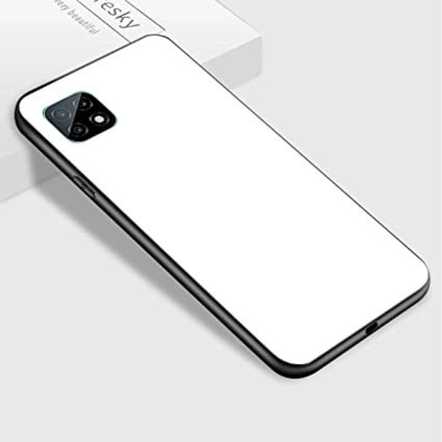 Image of Creativo Back Cover for Samsung Galaxy A22 5G Luxurious Toughened Glass Back Cover