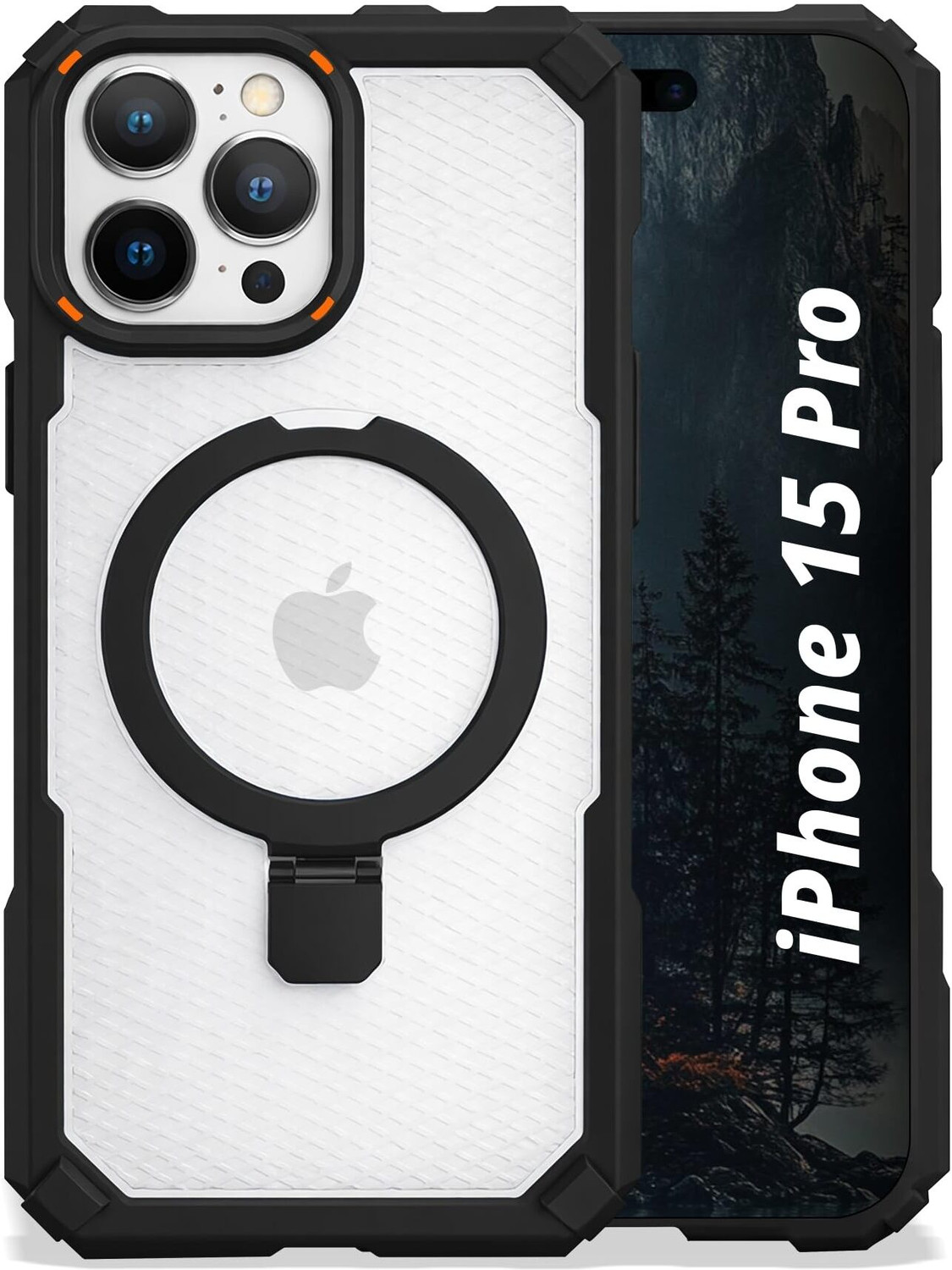 Image of AIBEX Back Cover for Apple iPhone 15 Pro (Black, Magsafe, Thermoplastic Polyurethane, Leather, Pack of: 1)