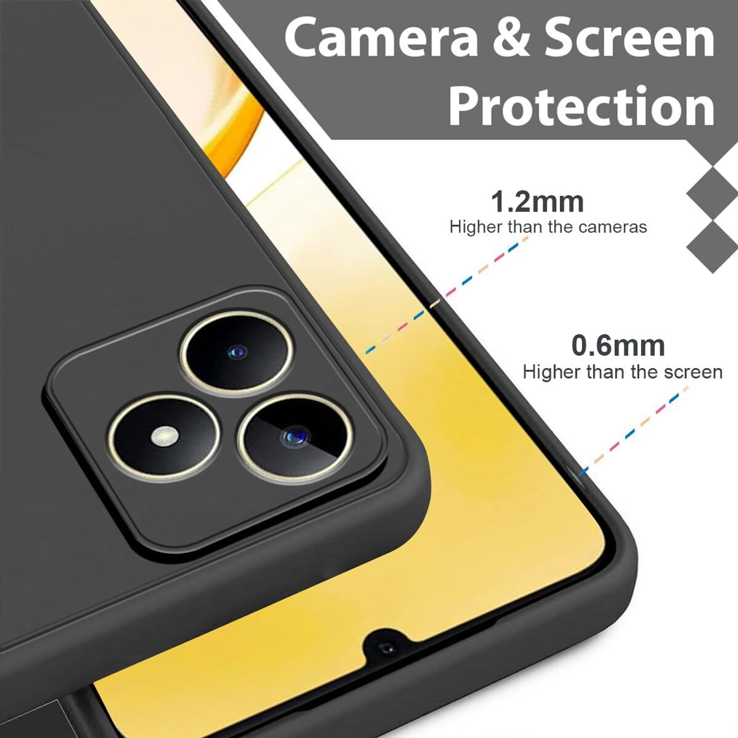 Image of O2MG Back Cover for realme C51 (Black, Shock Proof, Pack of: 1)