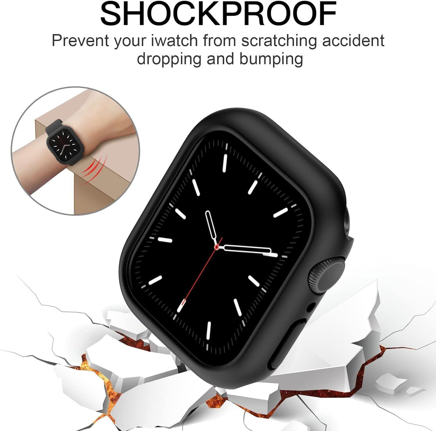 Image of iWishKart Edge To Edge Screen Guard for Apple Watch Series 8 41 mm, Watch Series 9 /8 /7 41mm, Smart Watch & Tempered Glass NOT included | Bumper Case Cover WITHOUT SCREEN GLASS | For Men and Women