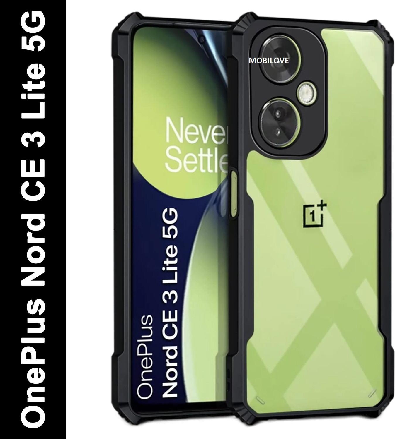 Image of MOBILOVE Back Cover for OnePlus Nord CE 3 Lite 5G | Four Corner Hybrid Soft PC Anti Clear Gel TPU Bumper Back Case