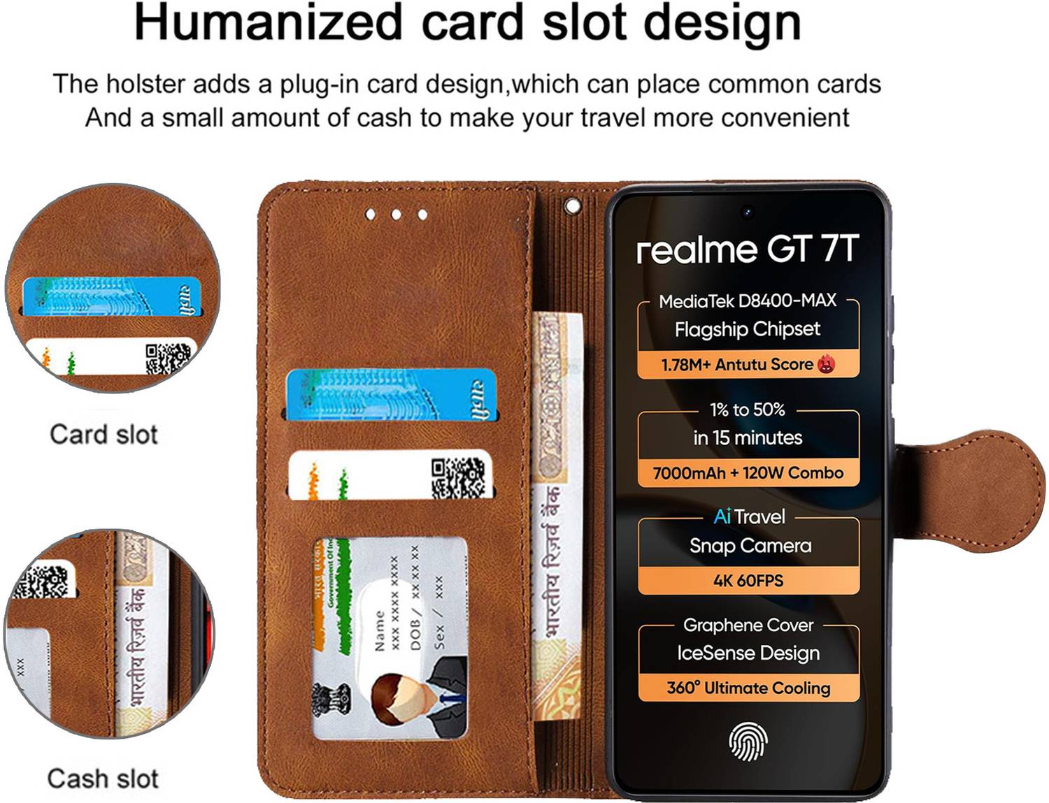 RankOne Custodia in Pelle per Realme GT 7 Pro (6.78