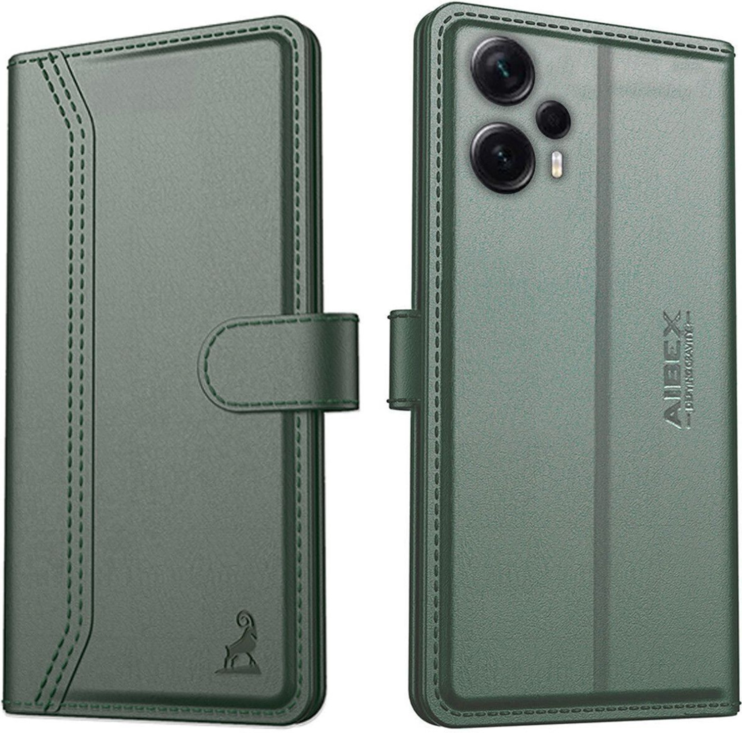 Image of AIBEX Flip Cover for Poco F5 5G|Premium Leather Finish|Magnetic Closure|Kickstand Feature