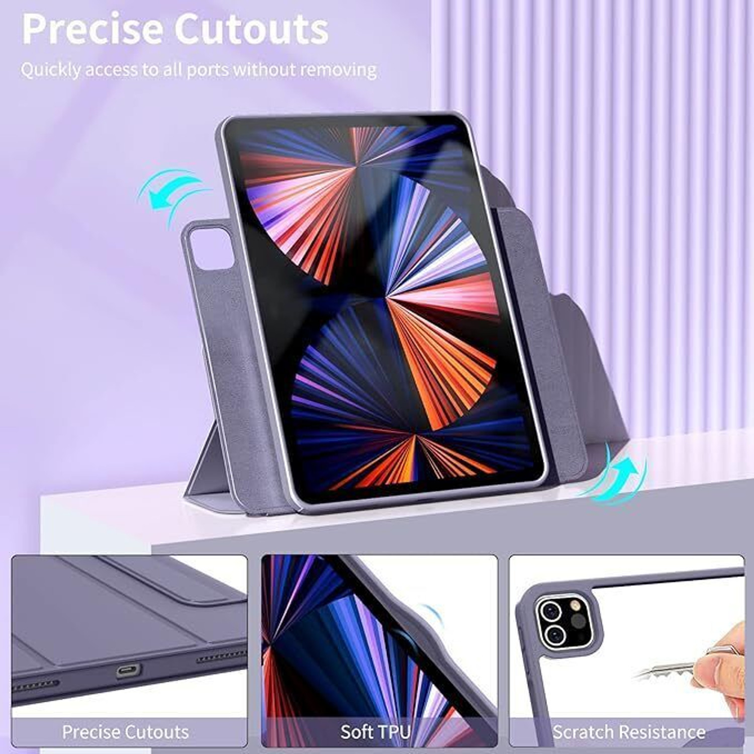 Image of Proelite Flip Cover for iPad Pro 11 inch M4 /M5 2024 /2025 Case, Smart Detachable Magnetic Shockproof Case Cover