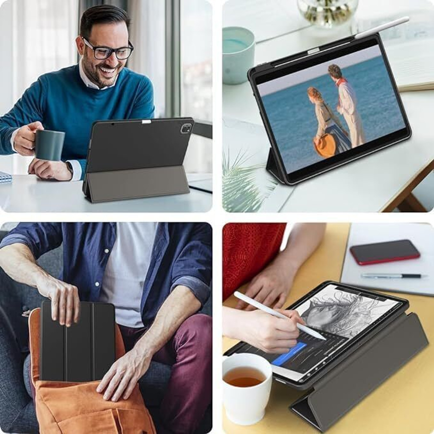 Image of Proelite Flip Cover for iPad Air 13 M4 /M3 /M2 2026 /2025 /2024 & iPad Pro 12.9 inch Soft Flexible Case Recoil Series