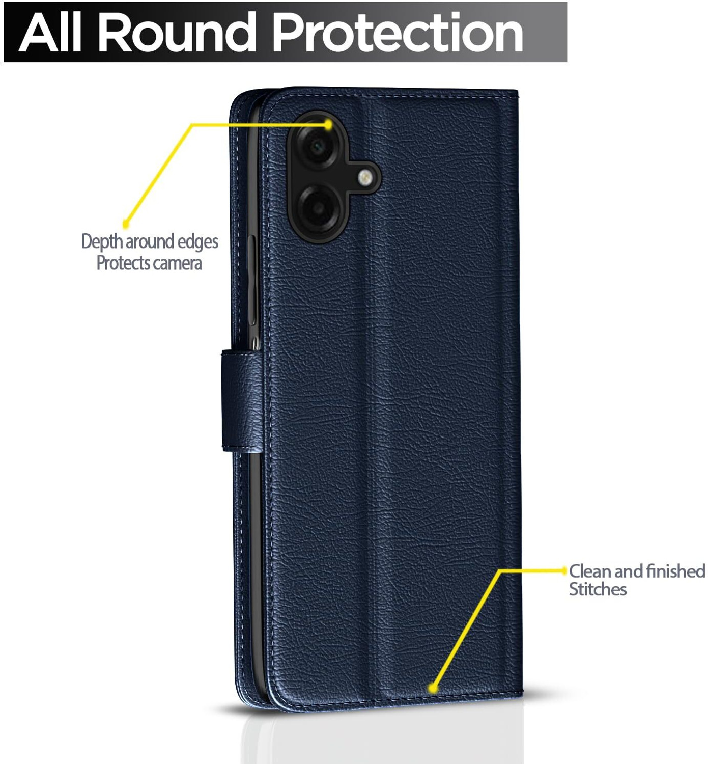 Image of fonfox Flip Cover for Samsung Galaxy F70e 5G | M07 | M17e / F07 | A07 (Blue, Dual Protection, Artificial Leather, Pack of: 1)