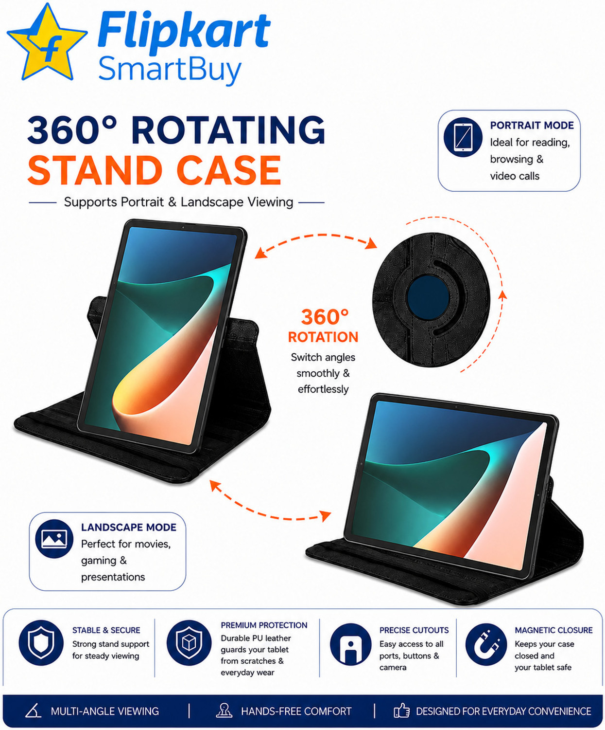 Image of Flipkart SmartBuy Flip Cover for Xiaomi Mi Pad 5 11 Inch Tablet perfect fit