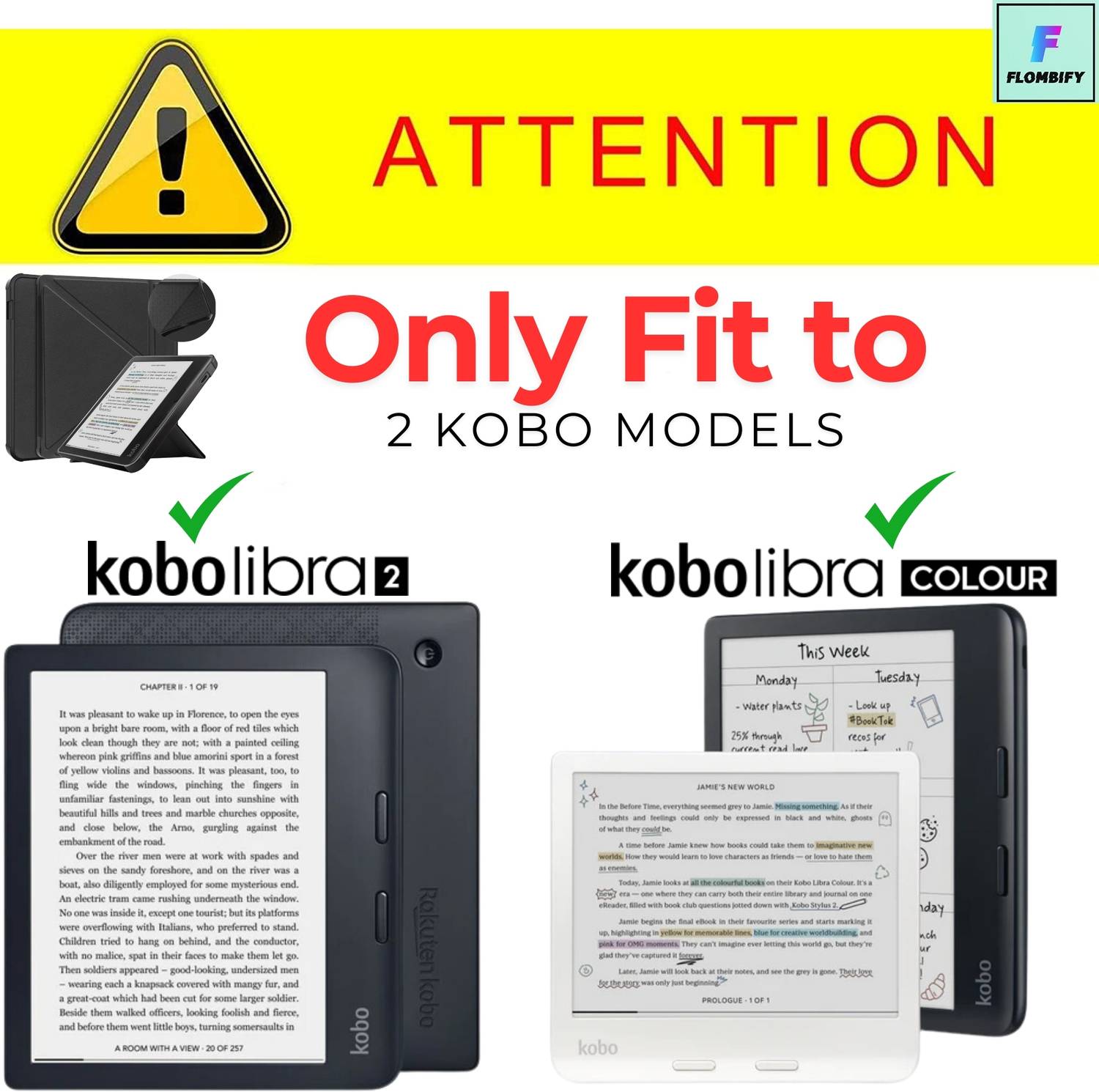 FLOMBIFY Flip Cover for Kobo Libra 2, Kobo Libra Colour - FLOMBIFY