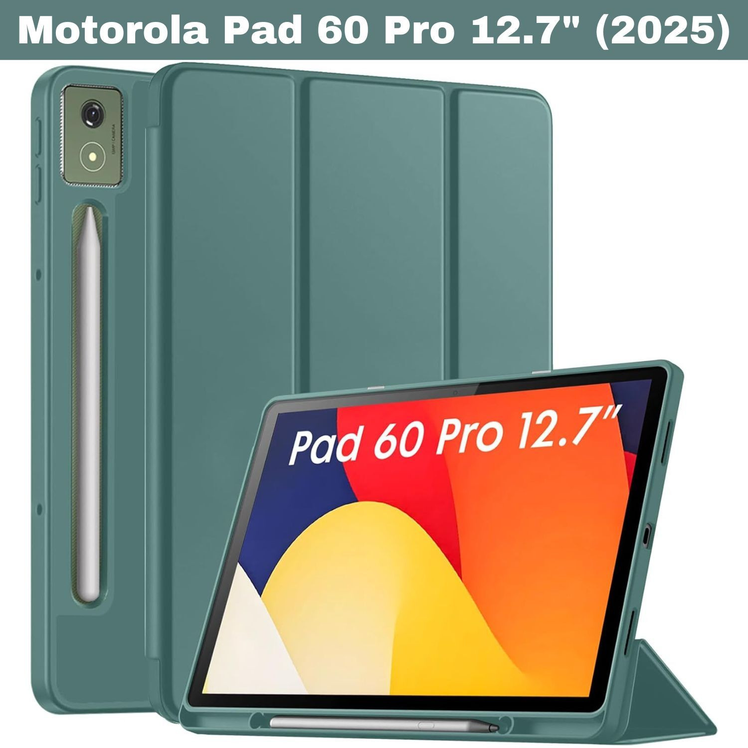 Image of TJK Flip Cover for Motorola Pad 60 Pro (2025) 12.7 inch [Pen Holder Smart Flip Case - Recoil Series]
