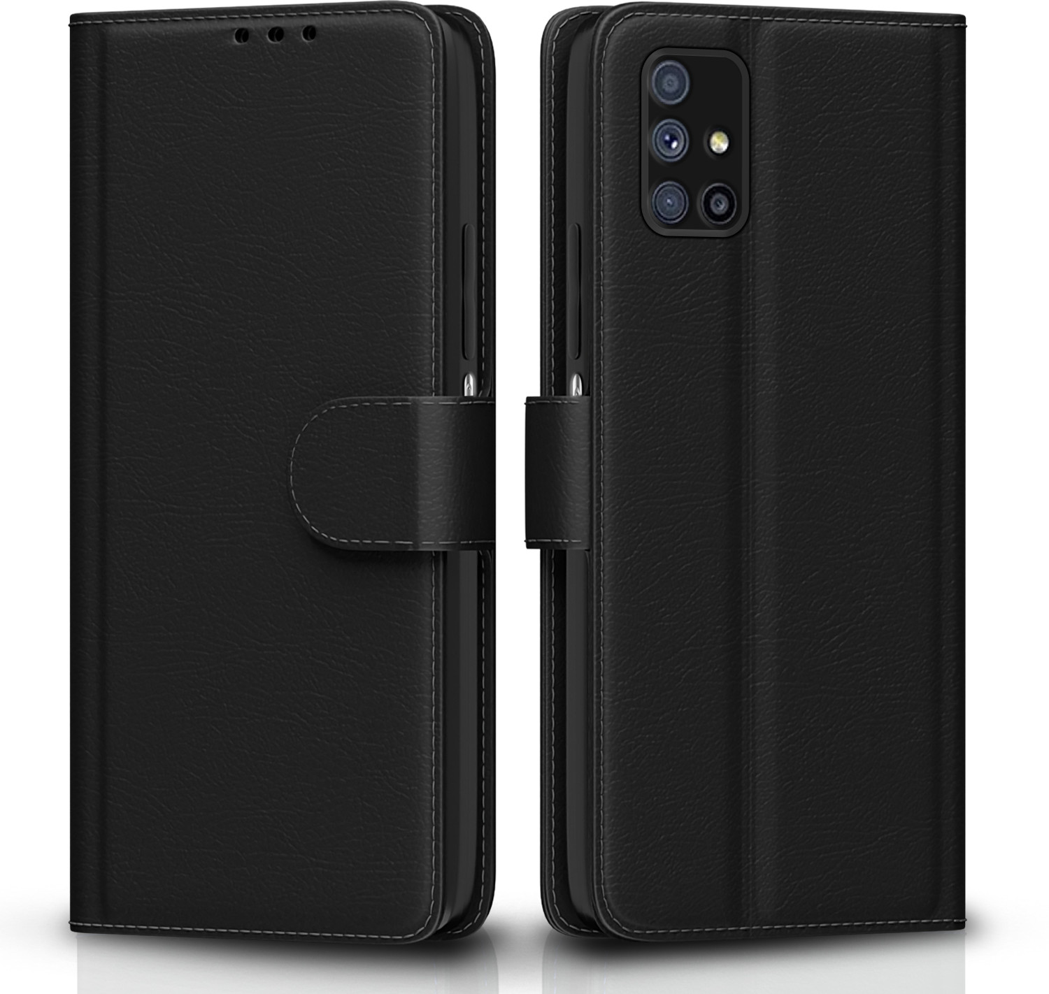 Image of Pikkme Flip Cover for Samsung Galaxy M51 (Black, Grip Case, Leather, Pack of: 1)