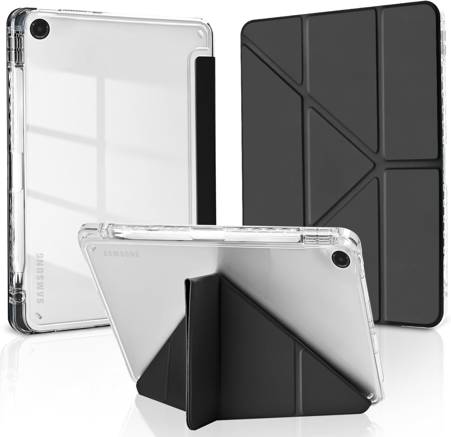 Image of TGK Flip Cover for Samsung Galaxy Tab A9 Plus 11 inch (Black, Dual Protection, Leather, Thermoplastic Polyurethane, Pack of: 1)