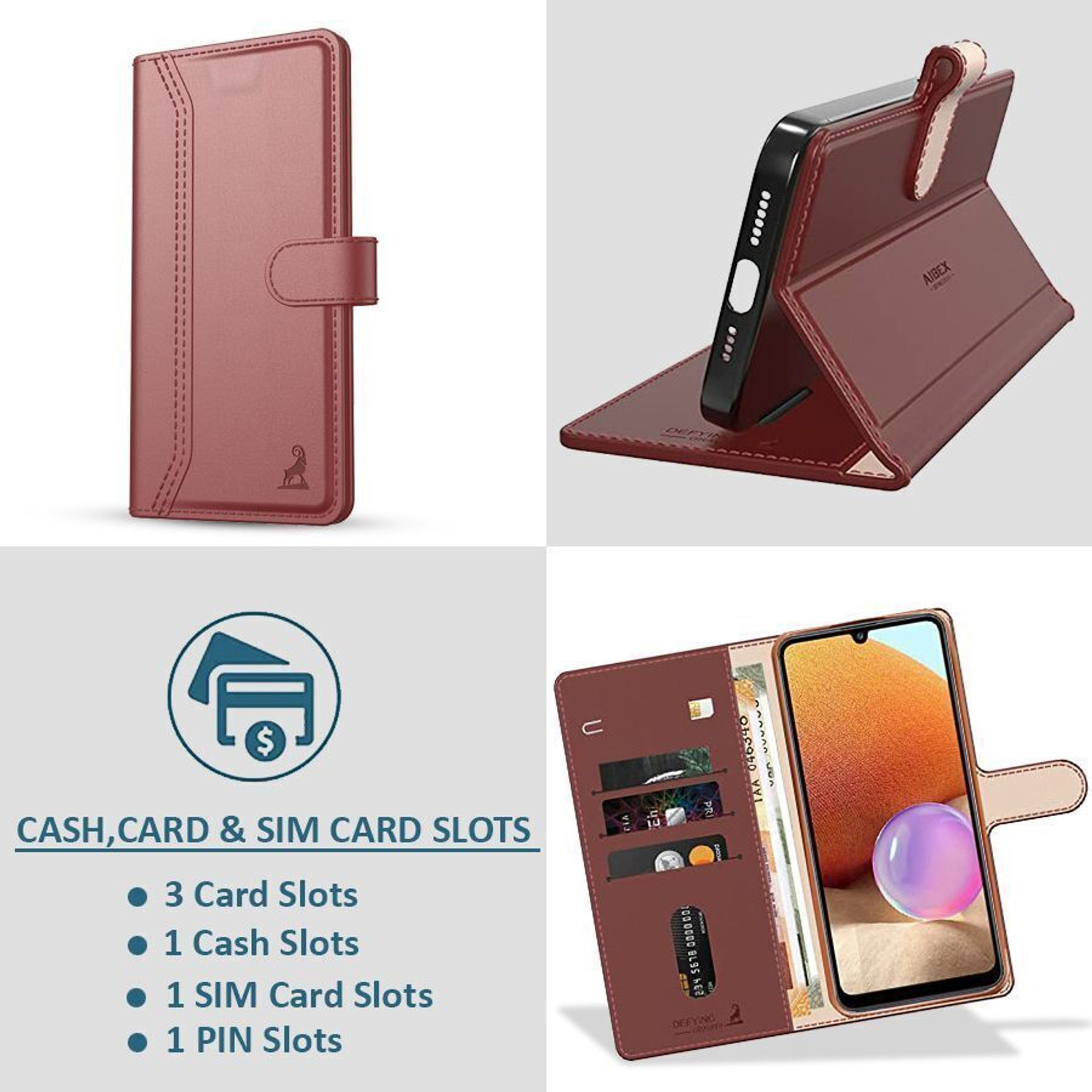 Image of AIBEX Flip Cover for Motorola G35 5G|Premium Leather Finish|Magnetic Closure|Kickstand Feature