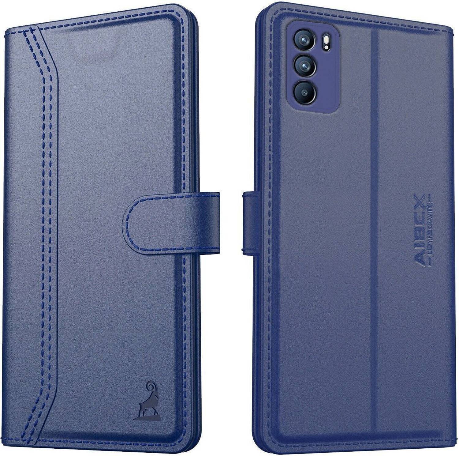 AIBEX Flip Cover for Oppo Reno 6 5G|Premium Leather Finish|Magnetic Closure|Kickstand Feature