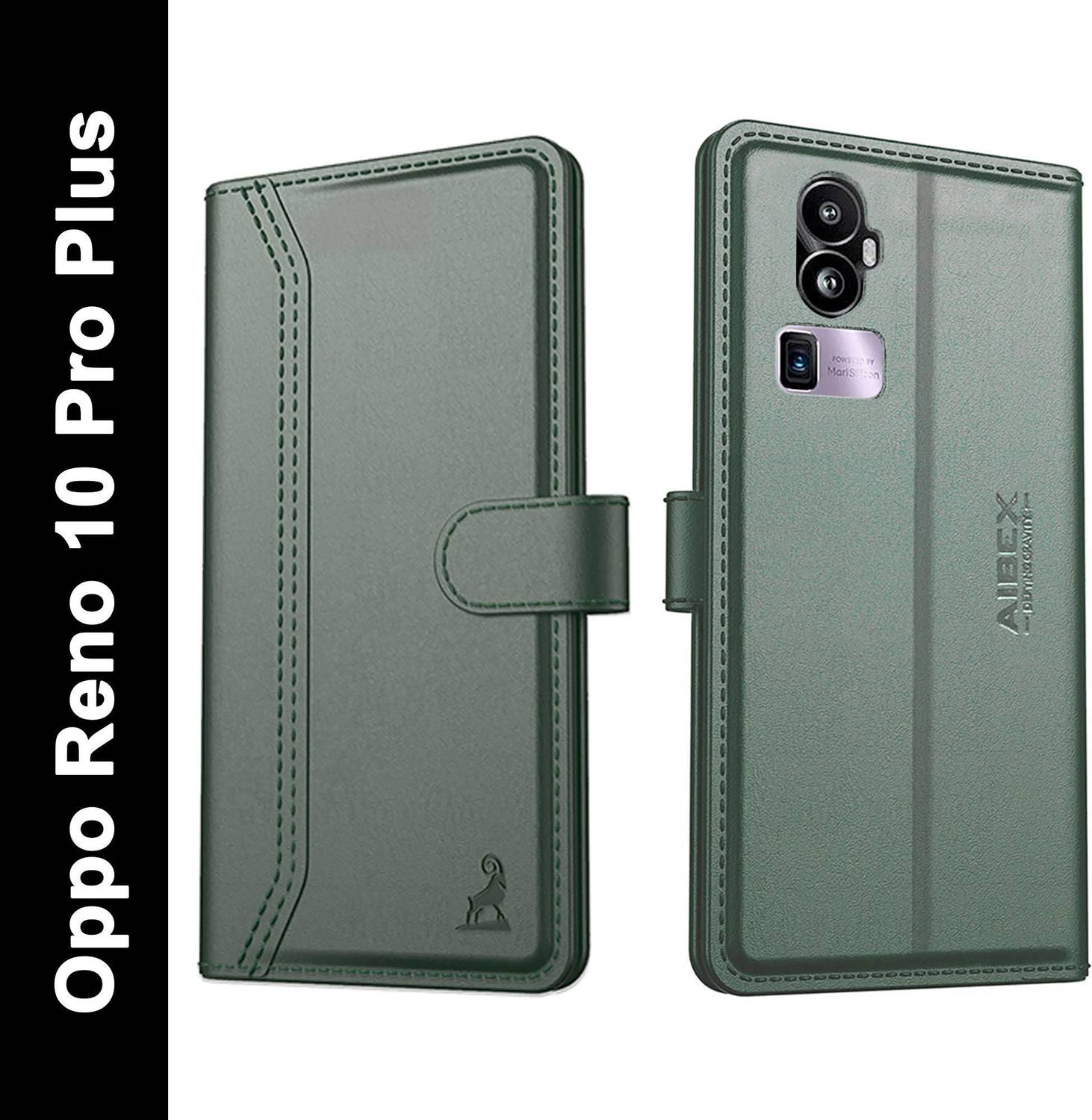 AIBEX Flip Cover for Oppo Reno 10 Pro Plus 5G|Premium Leather Finish|Magnetic Closure|Kickstand Feature