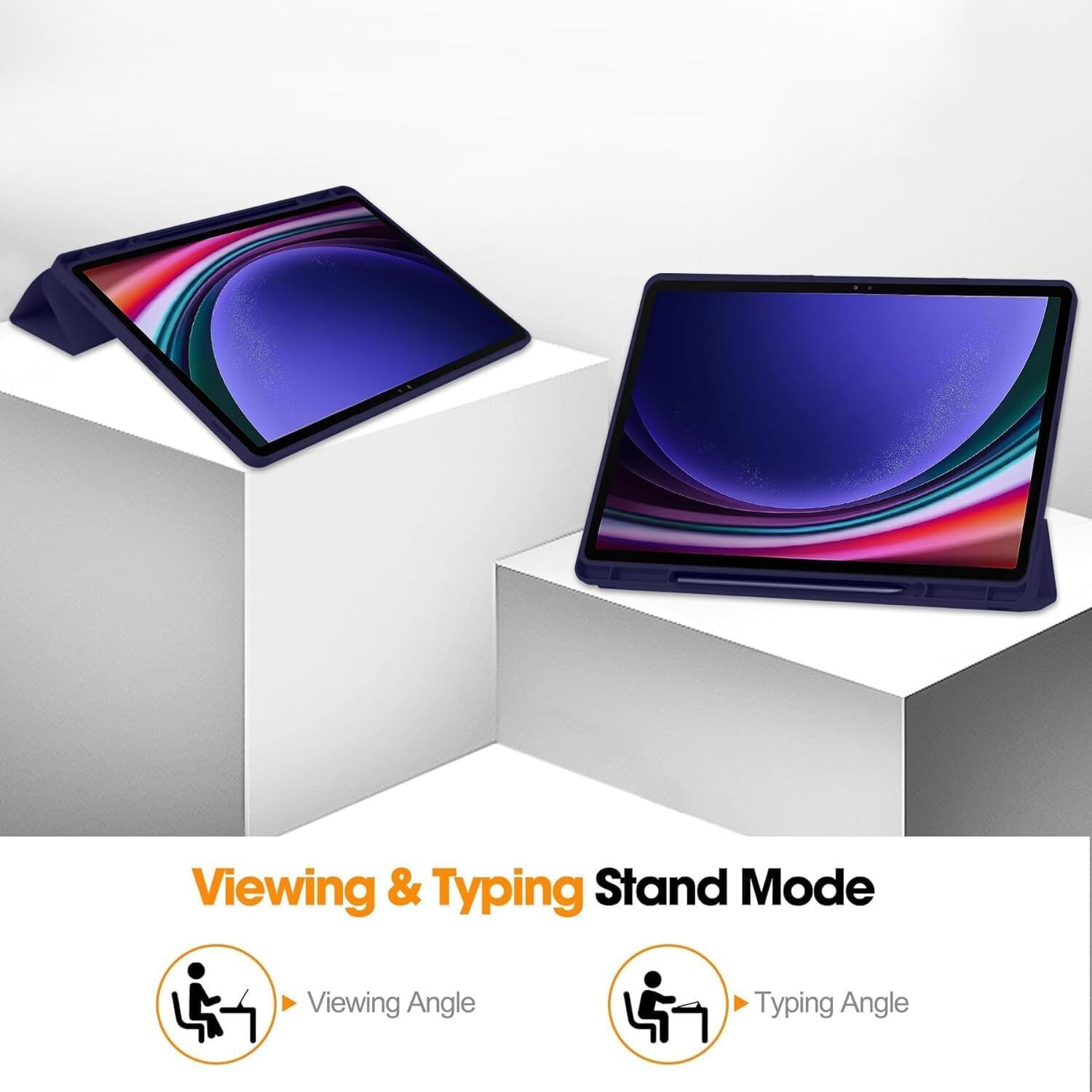 Image of Proelite Flip Cover for Galaxy Tab S9 FE Plus /S9 Plus /S10+ 12.4 inch Cover, Soft Flexible Flip Case with S Pen Holder