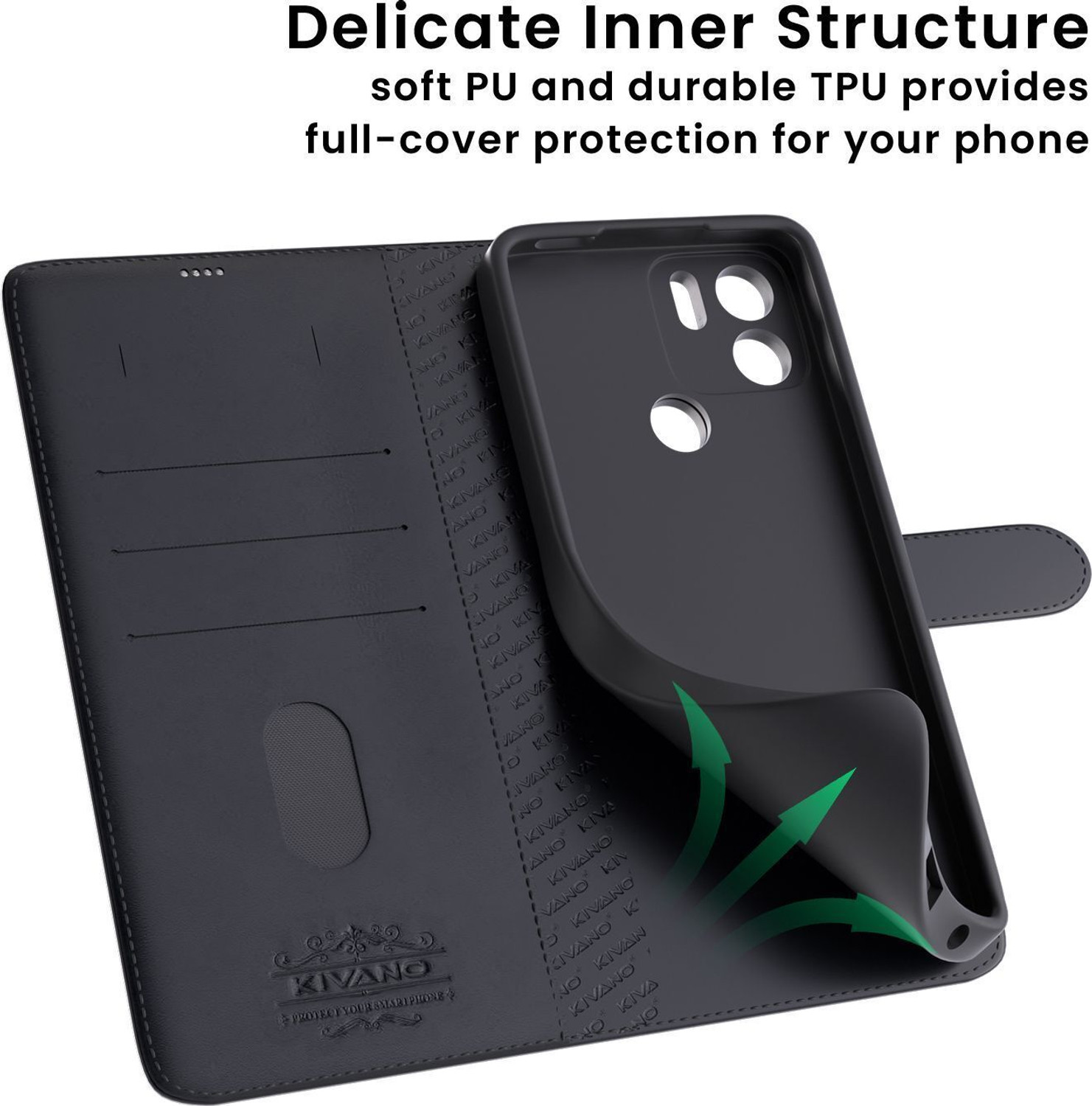 Image of KIVANO LUXE Flip Cover for Redmi 12 5G / Poco M6 Pro|Premium Leather|Magnetic Closure|Stand function