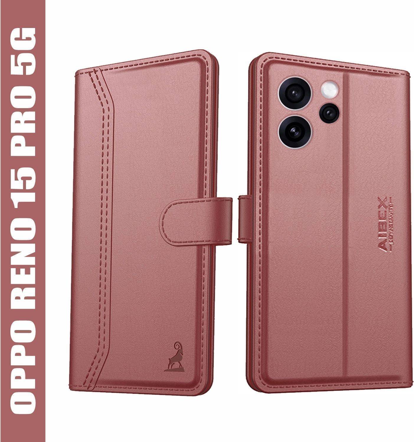 AIBEX Flip Cover for Oppo Reno 15 Pro 5G|Premium Leather Finish|Magnetic Closure|Kickstand Feature
