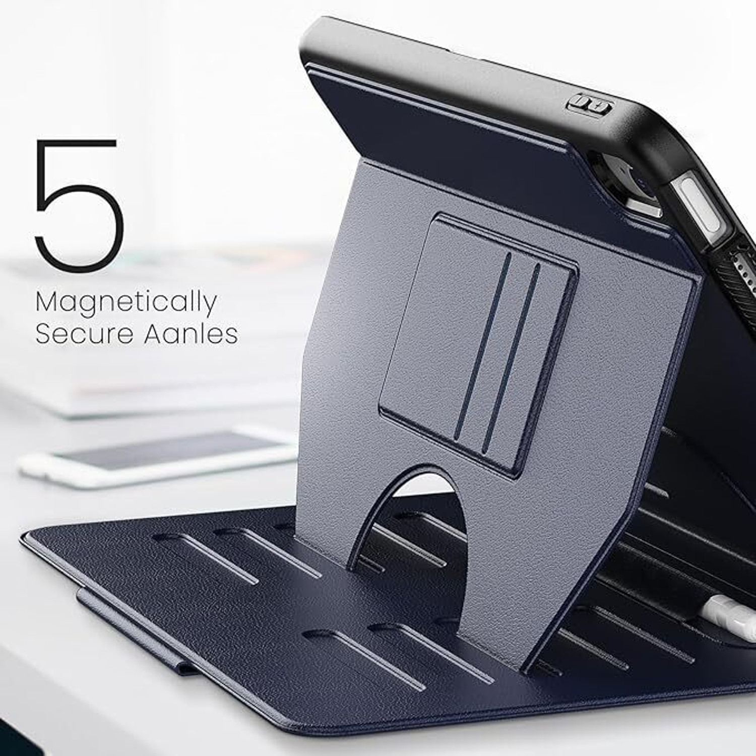 Image of Proelite Flip Cover for iPad (A16) 11th /10th Gen (2025 /2022) Case Cover with 5 Stable Stands with Pencil Holder (Blue, Artificial Leather)