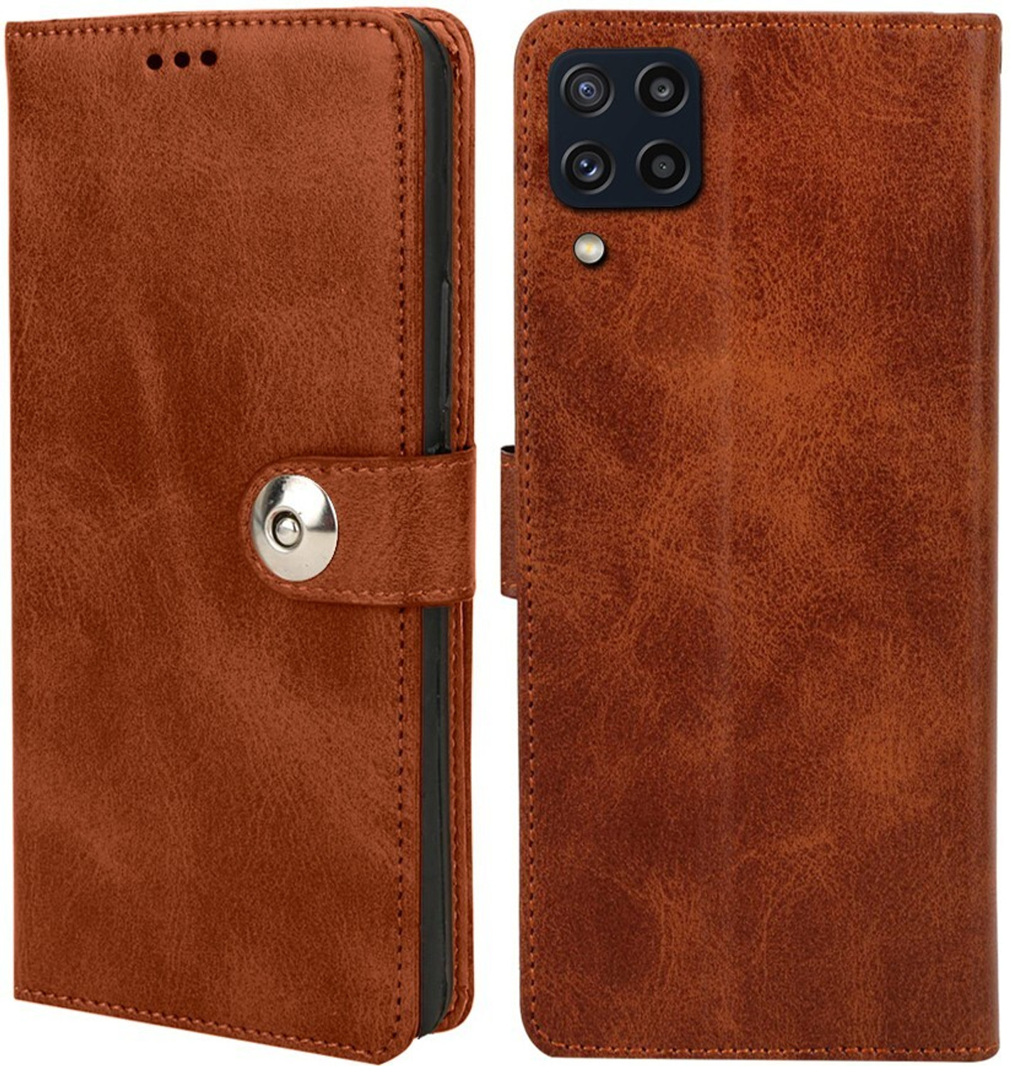 Image of Winkel Flip Cover for Samsung Galaxy M32 4G (Brown, Cases with Holder, Artificial Leather, Pack of: 1)