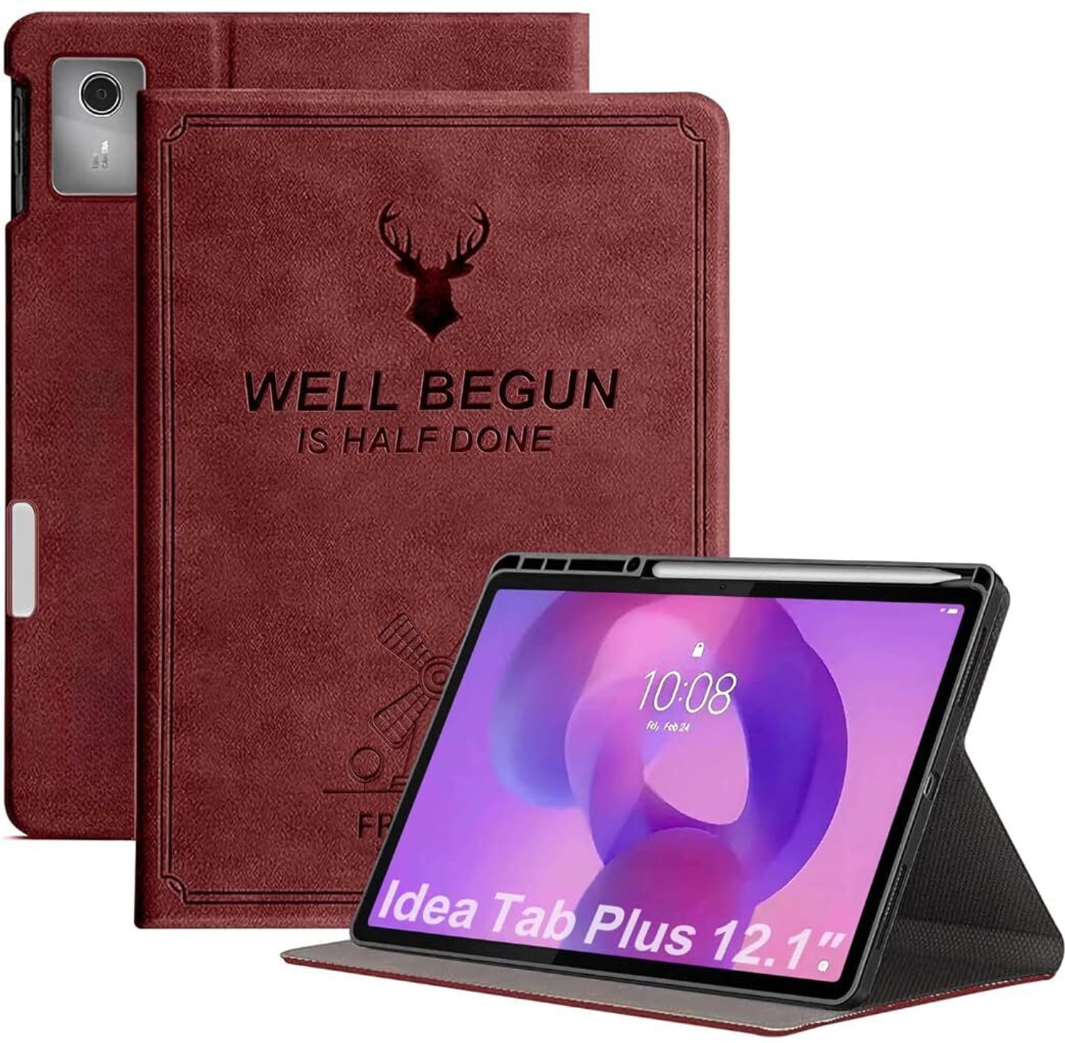 Image of Proelite Flip Cover for Lenovo Idea Tab Plus 12.1 inch 2025 Case Cover, Deer Smart Flip Case Cover with Pen Holder