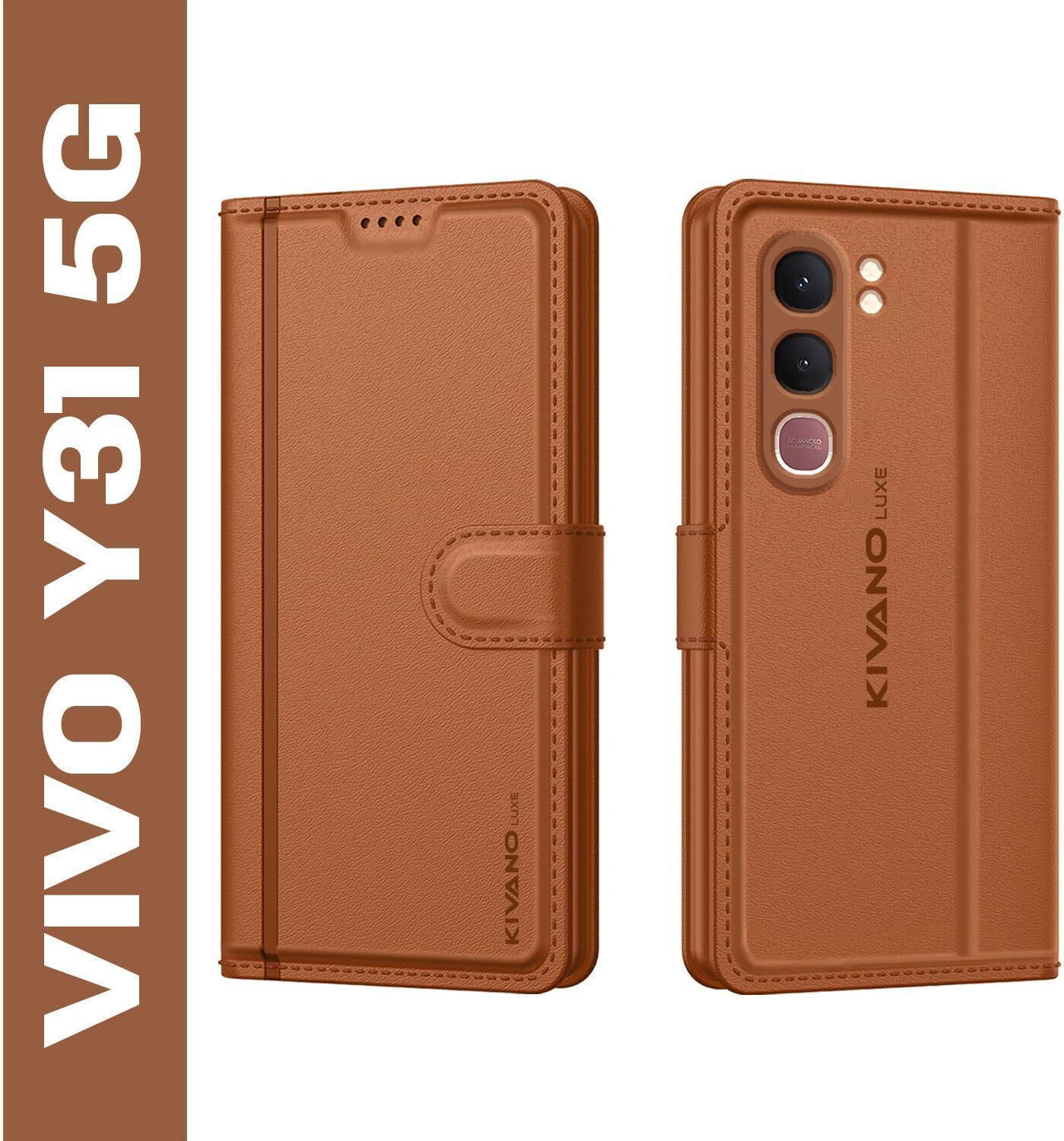 KIVANO LUXE Flip Cover for Vivo Y31 5G|Premium Leather|Magnetic Closure|Stand function