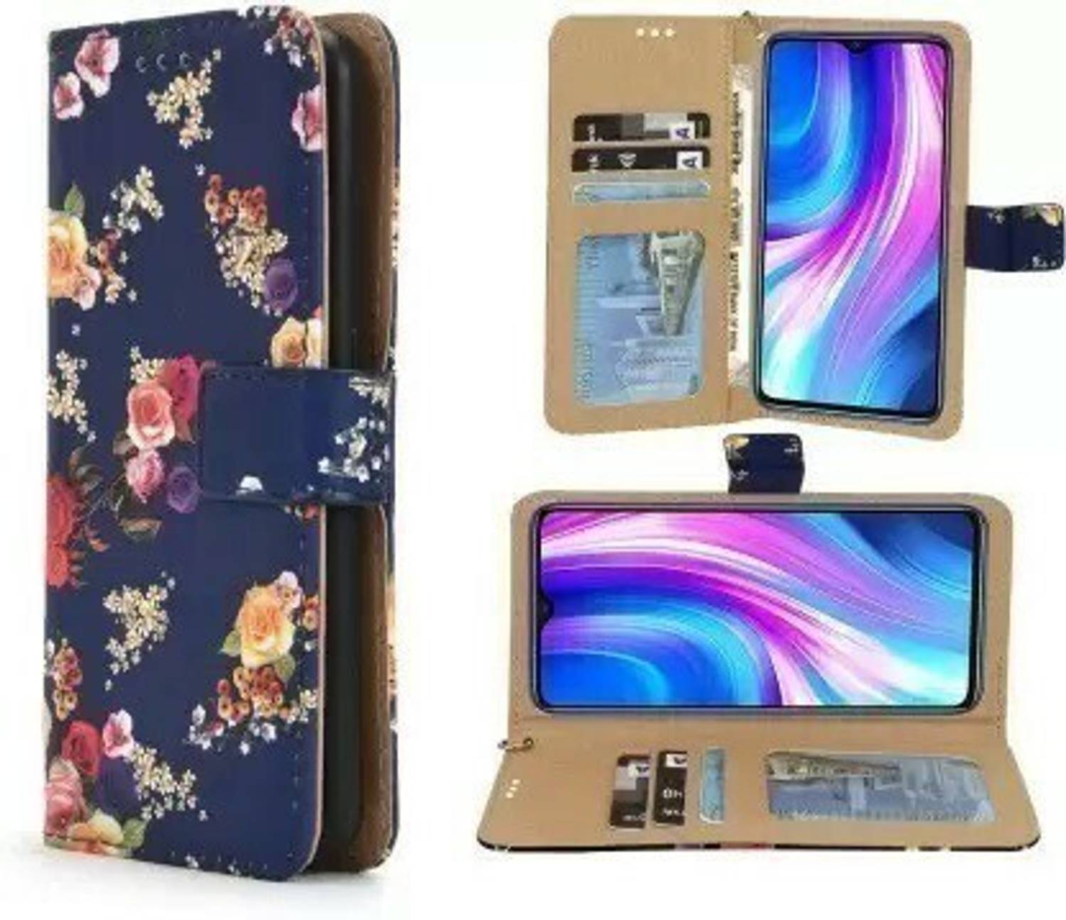 Aarov Flip Cover for Oppo F11, Flower Blue