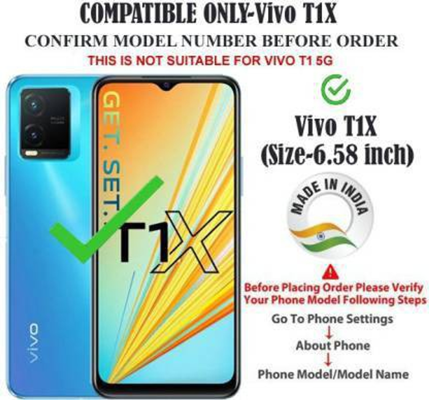 Image of Flospy Flip Cover for Vivo T1X