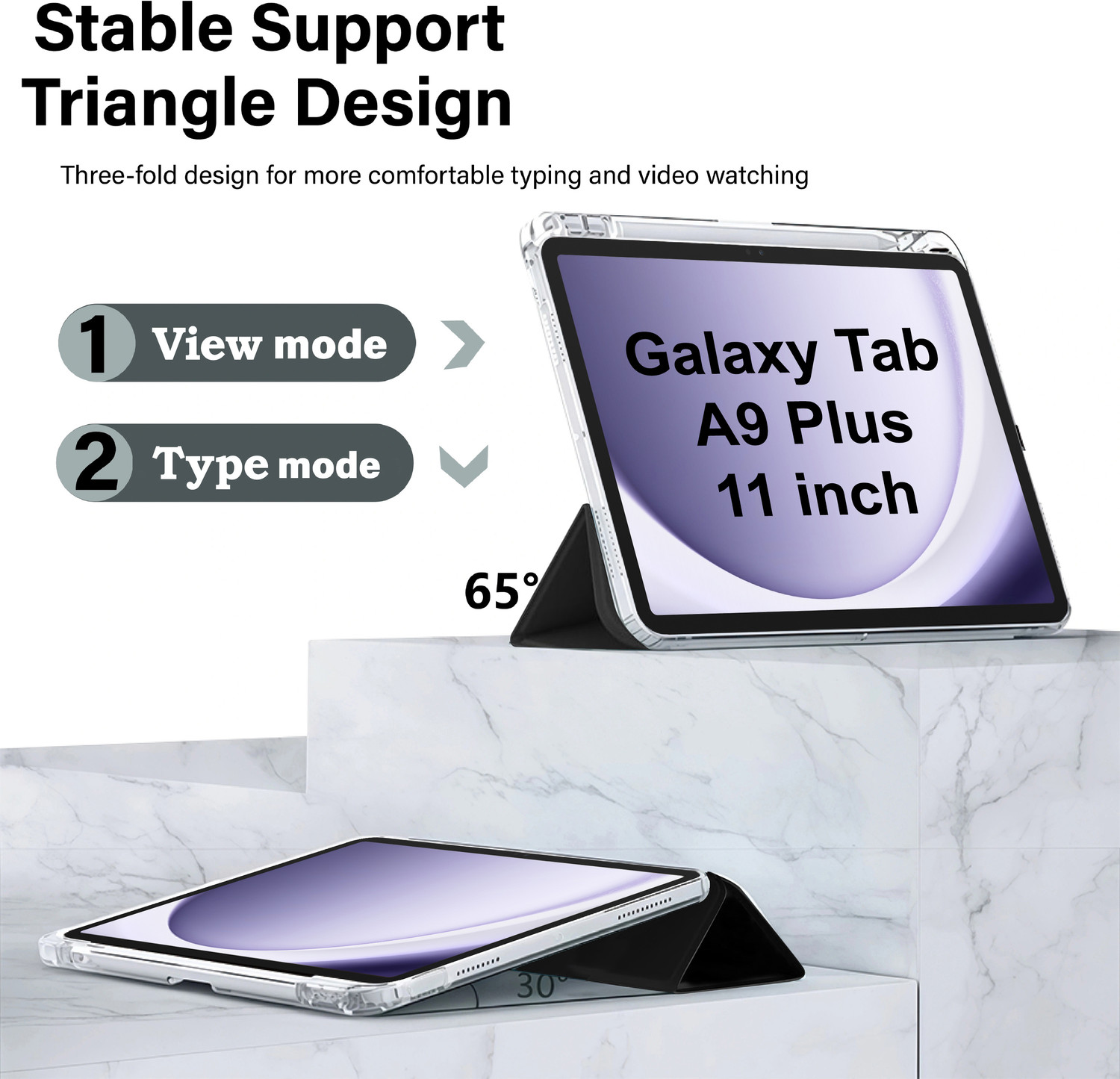 Image of TGK Flip Cover for Samsung Galaxy Tab A9 Plus 11 inch (Black, Dual Protection, Leather, Thermoplastic Polyurethane, Pack of: 1)
