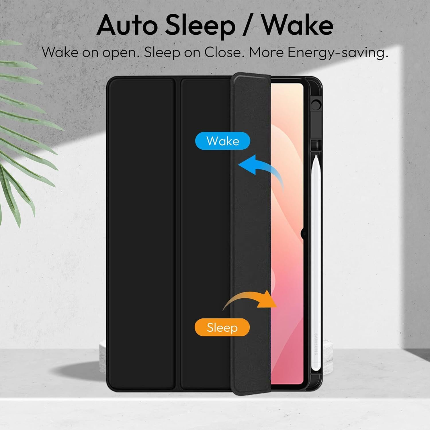 Image of Proelite Flip Cover for Samsung Galaxy Tab S11 11 inch, Smart Flip Case Cover with Pen Holder [Transparent Back]