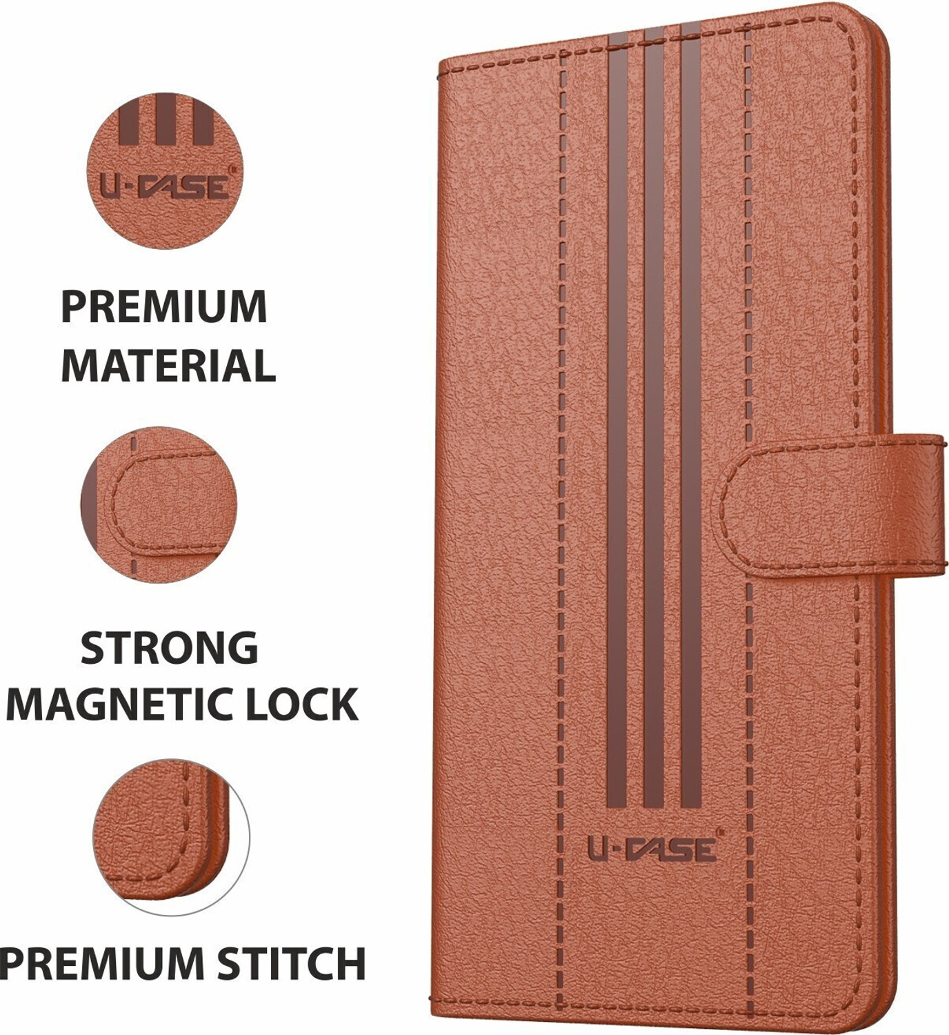 Image of U-CASE Flip Cover for Oppo A3x 4G / Oppo A3 5G / Oppo A3x 5G|Adjustable Kickstand| Camera Protection|PU Leather