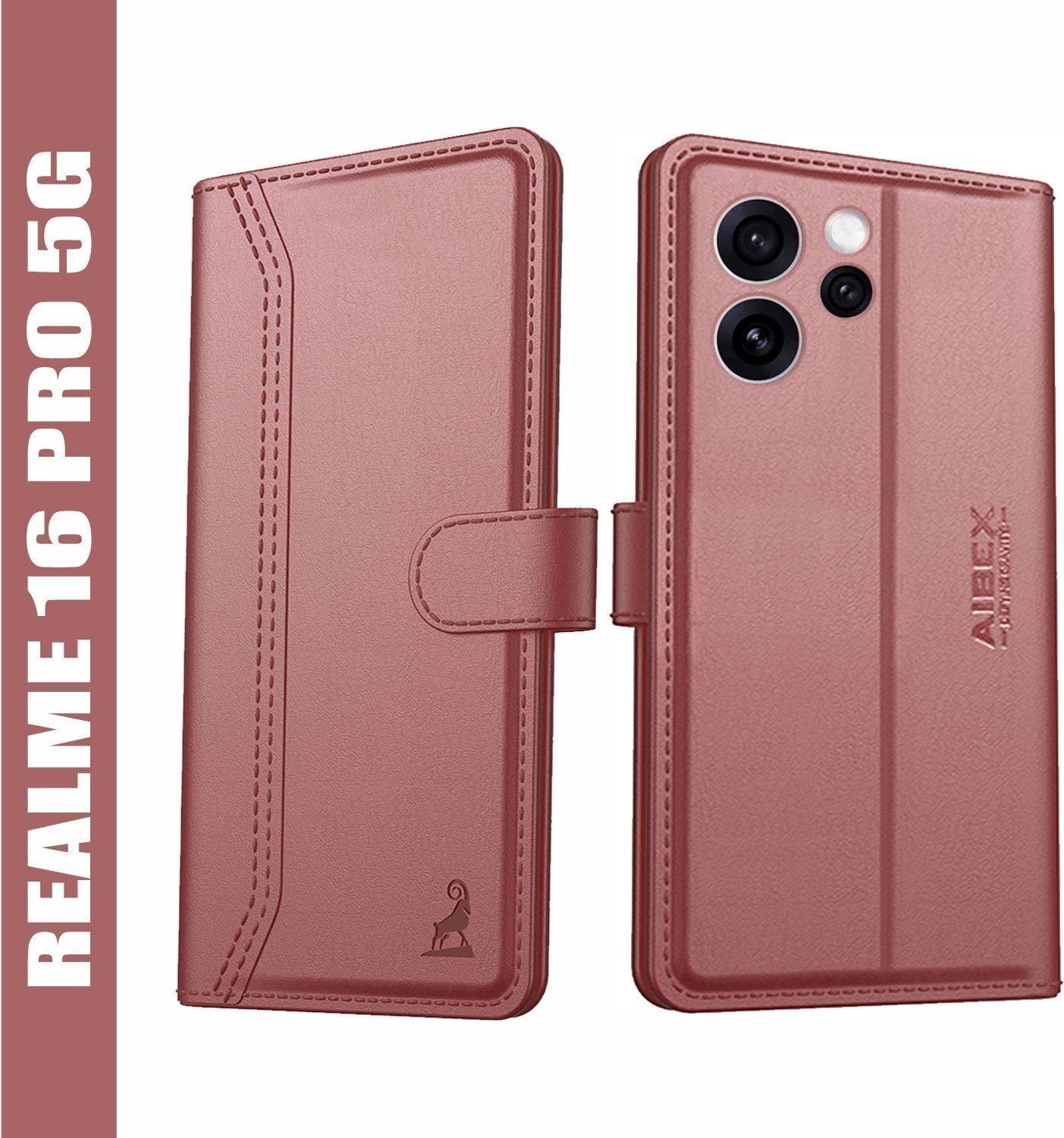 AIBEX Flip Cover for Realme 16 Pro 5G|Premium Leather Finish|Magnetic Closure|Kickstand Feature