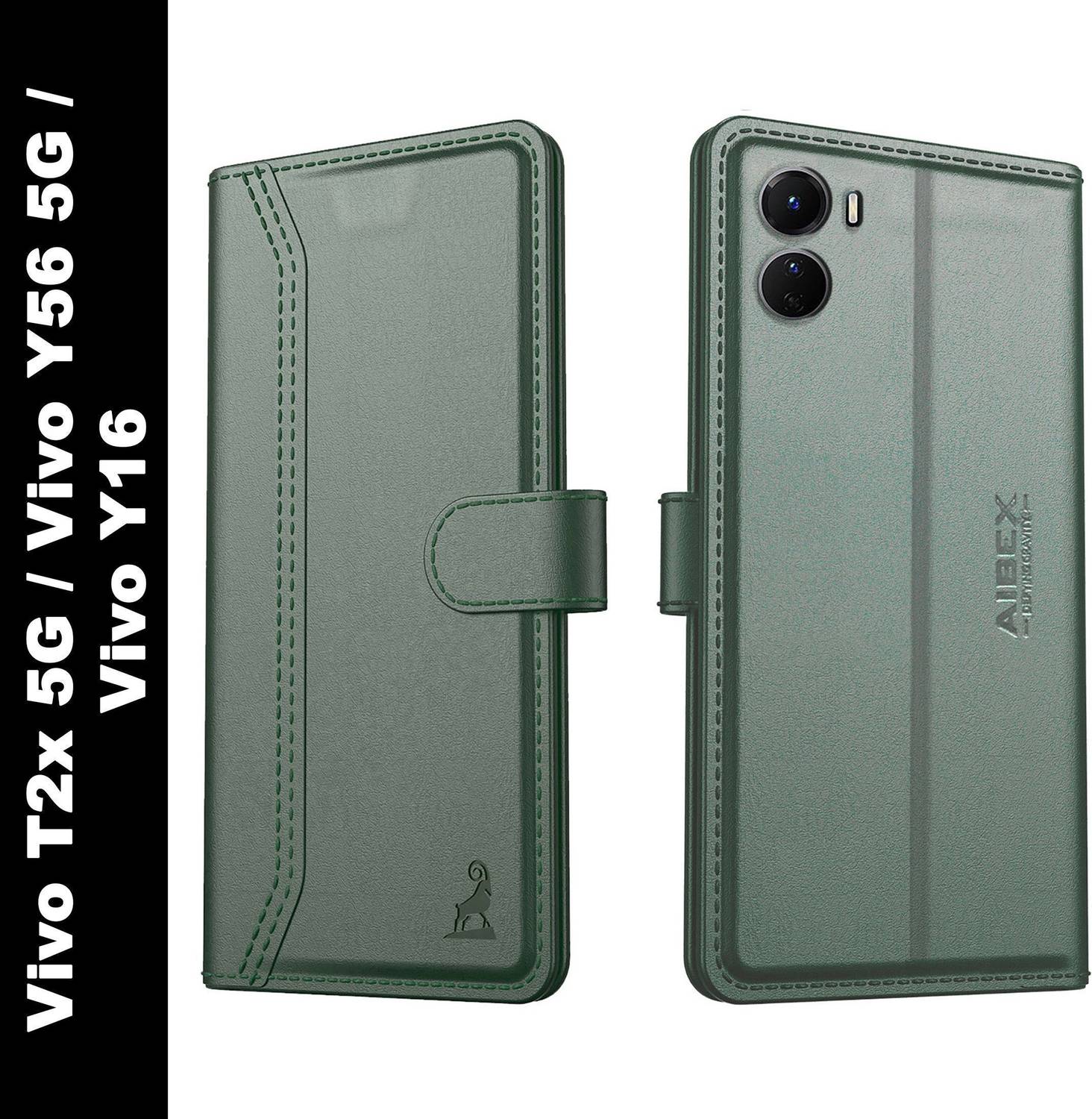 AIBEX Flip Cover for Vivo T2x 5G / Vivo Y56 5G / Vivo Y16 4G|Premium Leather Finish|Magnetic Closure|Kickstand