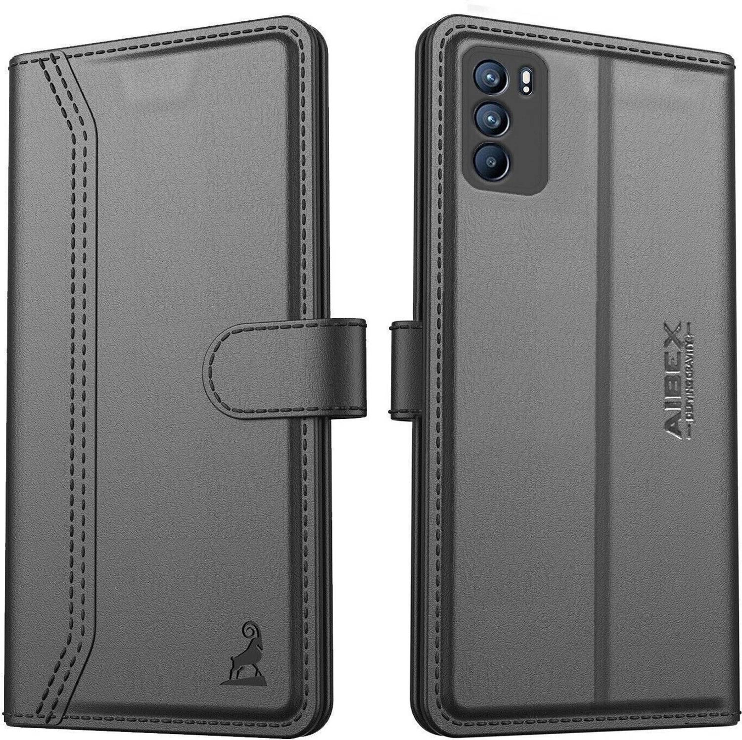 AIBEX Flip Cover for Oppo Reno 6 5G|Premium Leather Finish|Magnetic Closure|Kickstand Feature
