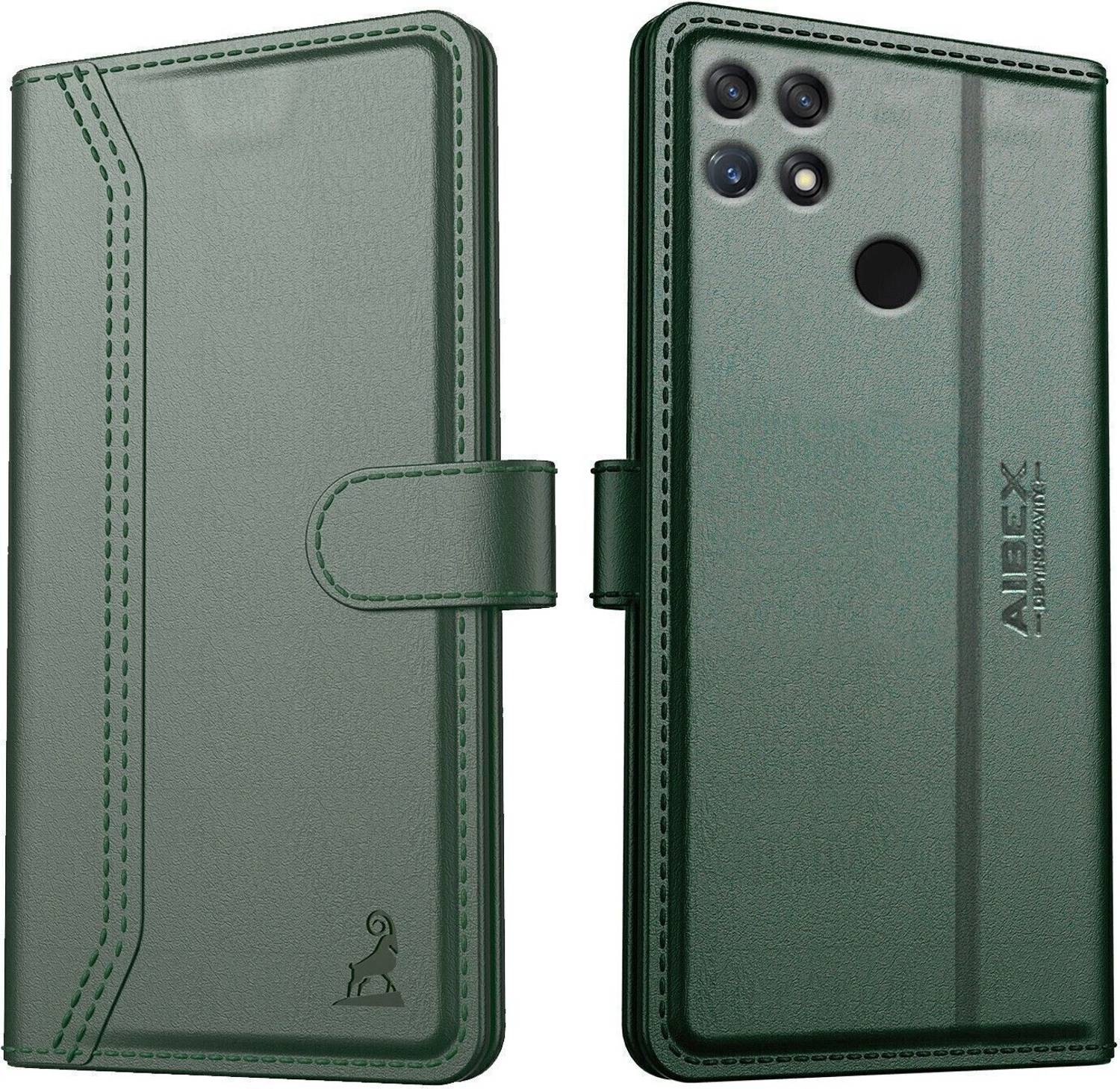 AIBEX Flip Cover for Realme Narzo 50A|Premium Leather Finish|Magnetic Closure|Kickstand Feature
