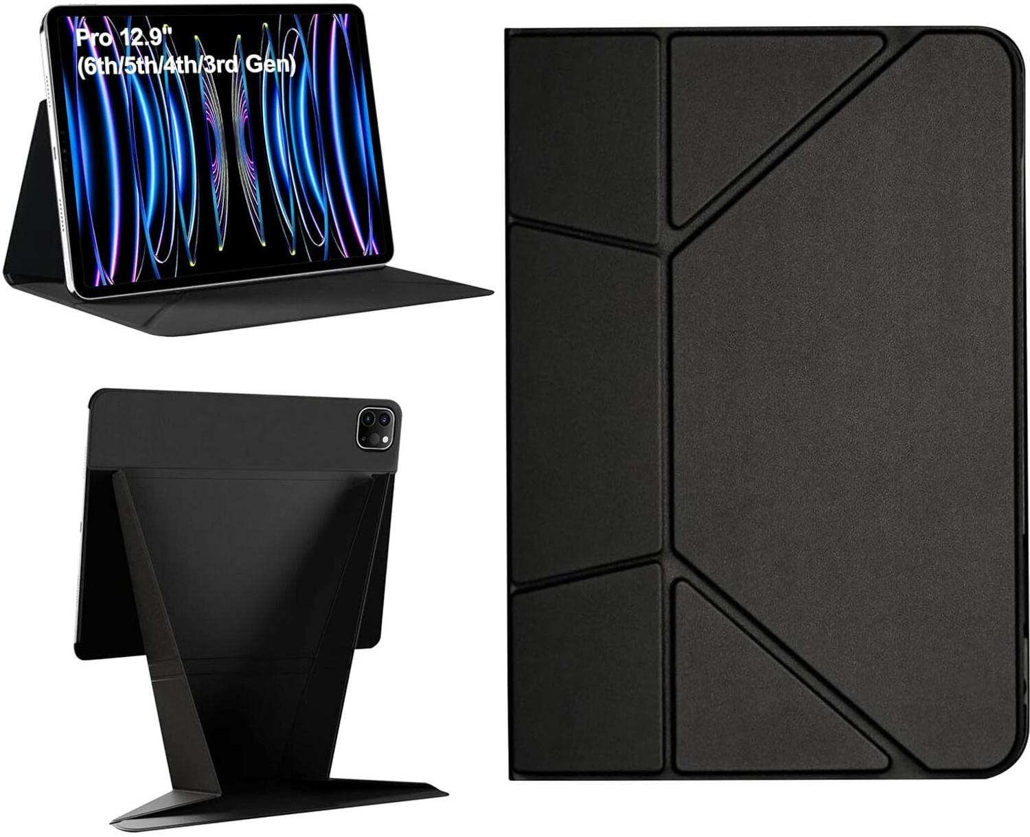 Image of TGK Flip Cover for Apple iPad Pro 12.9 inch 6th Gen 2022, iPad Pro 12.9 inch 5th Gen, iPad Pro 12.9 inch 4th Gen (Black, Magnetic Case, Pack of: 1)