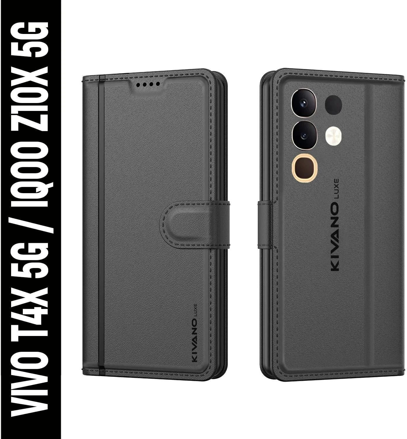 KIVANO LUXE Flip Cover for Vivo Y31 Pro 5G / Vivo T4X 5G / IQOO Z10X 5G|Premium Leather|Magnetic Closure|Stand