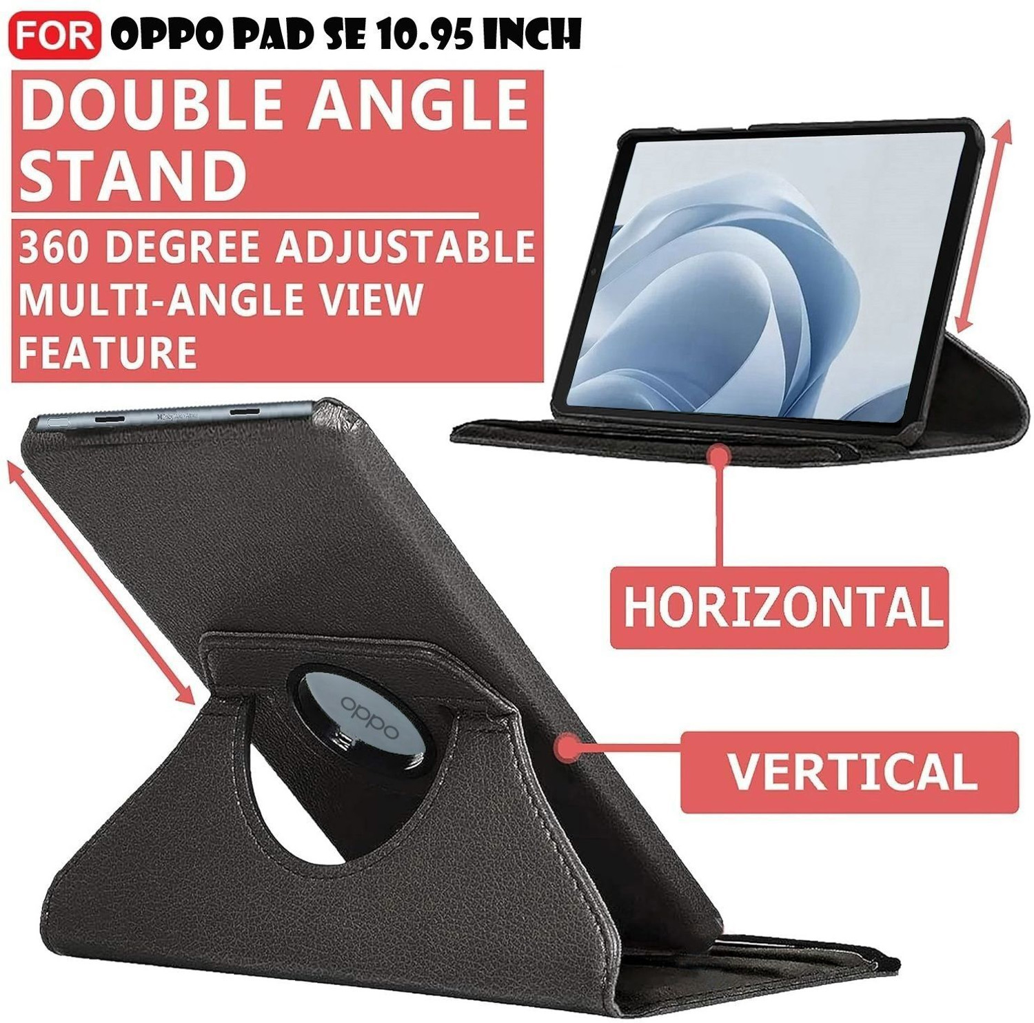 Image of Bigil Flip Cover for Oppo Pad SE 10.95 inch, Leather 360 Degree Rotate Flip Cover