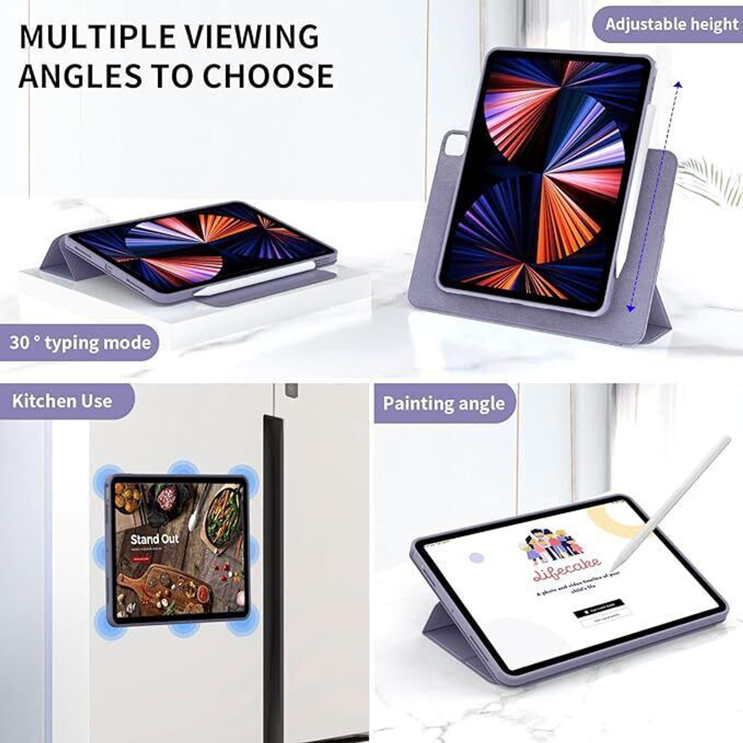 Image of Proelite Flip Cover for iPad Pro 11 inch M4 /M5 2024 /2025 Case, Smart Detachable Magnetic Shockproof Case Cover
