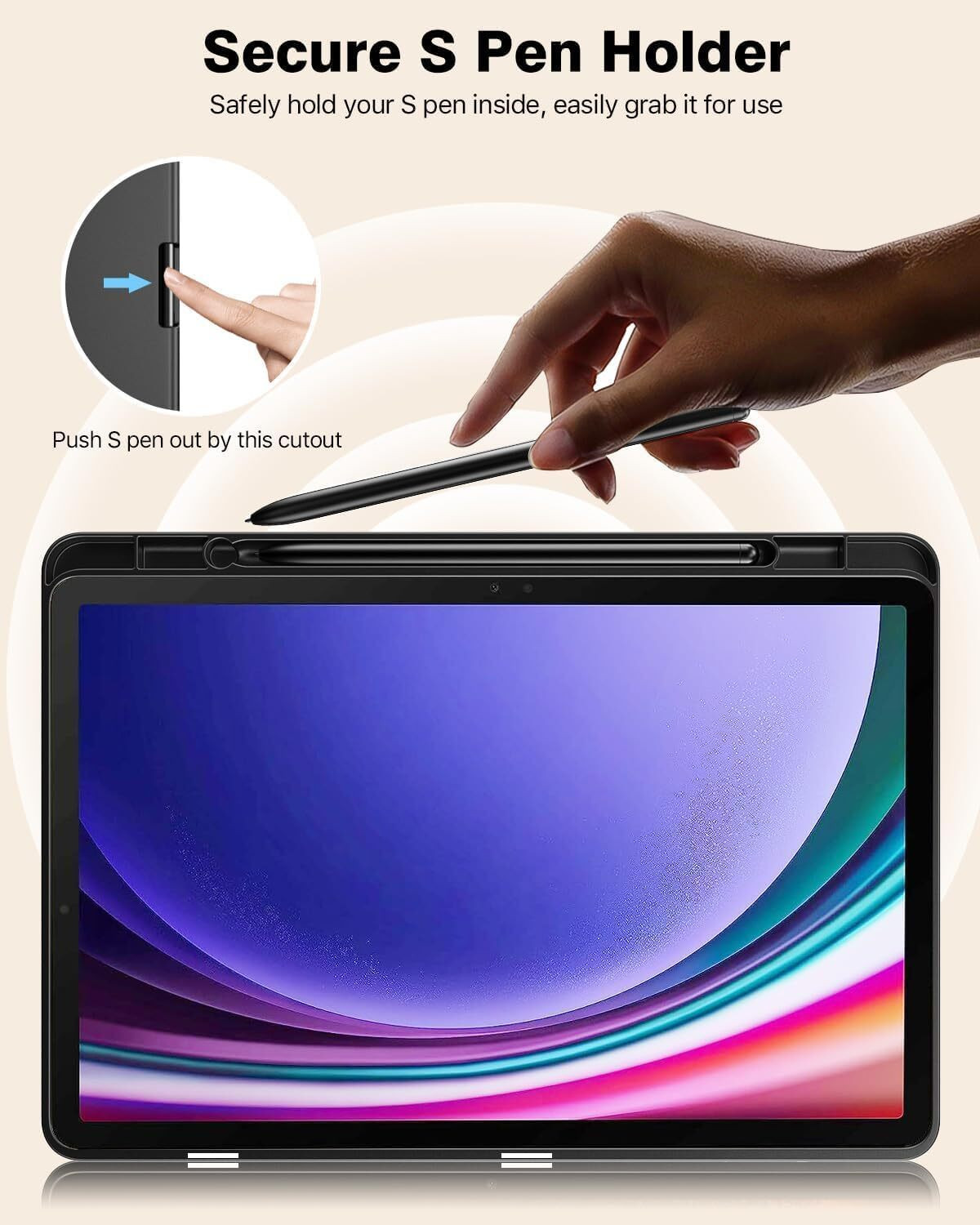 Image of Proelite Flip Cover for Galaxy Tab S9 FE Plus /S9 Plus /S10+ 12.4 inch Cover, Soft Flexible Flip Case with S Pen Holder