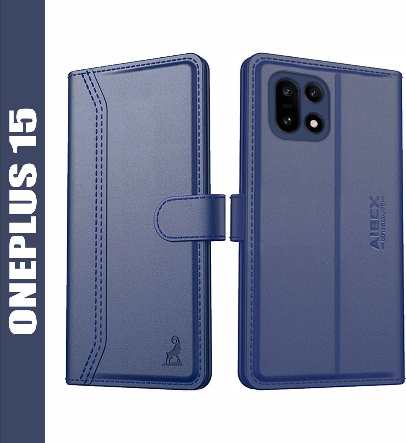 AIBEX Flip Cover for OnePlus 15 5G|Premium Leather Finish|Magnetic Closure|Kickstand Feature