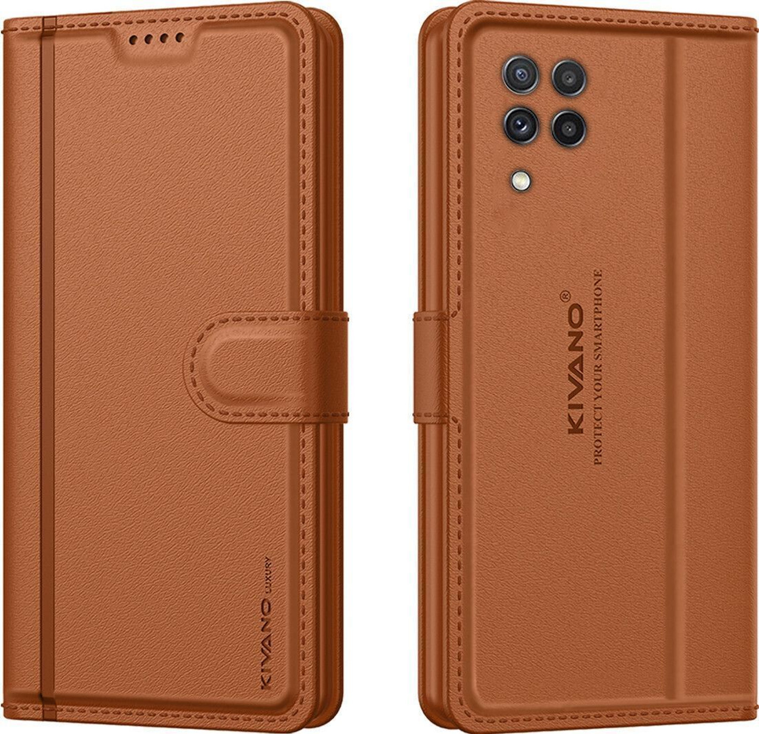 Image of KIVANO LUXE Flip Cover for Samsung Galaxy A22 4G / Samsung Galaxy F22|Premium Leather|Magnetic Closure|Stand function
