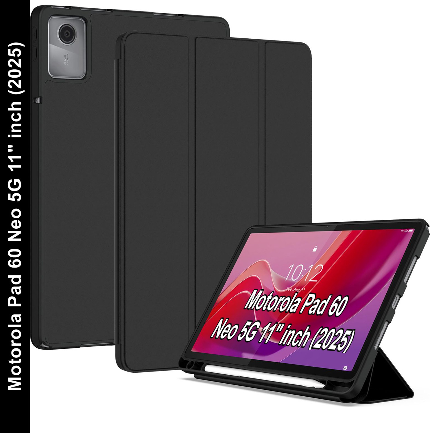 Image of KartV Flip Cover for Motorola Pad 60 Neo 5G 11 inch inch (2025) (Black, Shock Proof, Silicon, Pack of: 1)