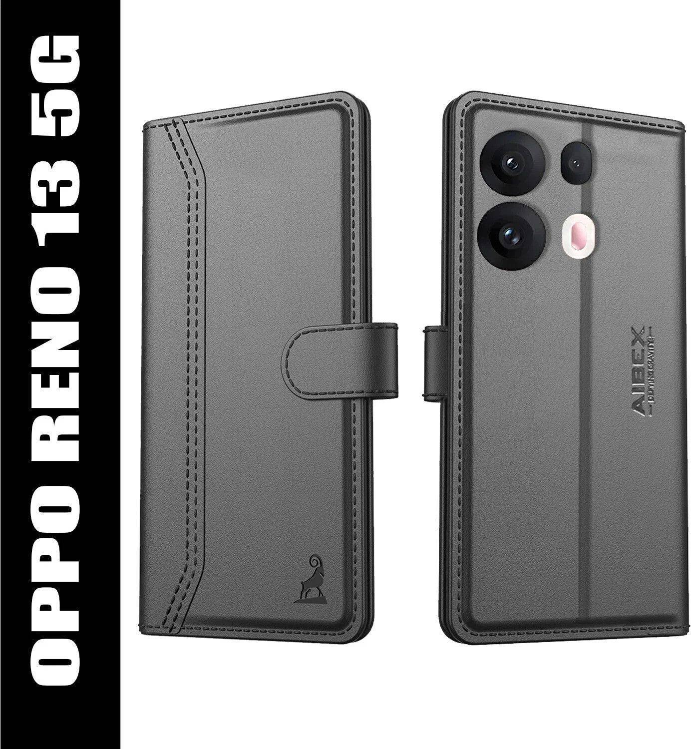 AIBEX Flip Cover for Oppo Reno 13 5G|Premium Leather Finish|Magnetic Closure|Kickstand Feature