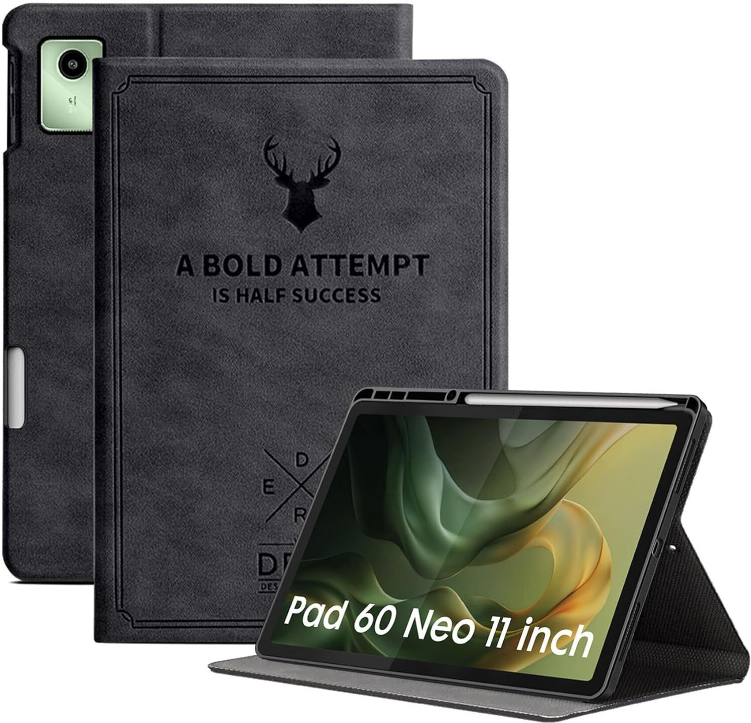 Image of AGEIS Flip Cover for Moto Pad 60 Neo 11 inch 2025 (Stylus Holder) (Black, Shock Proof, Plastic, Rubber, Pack of: 1)