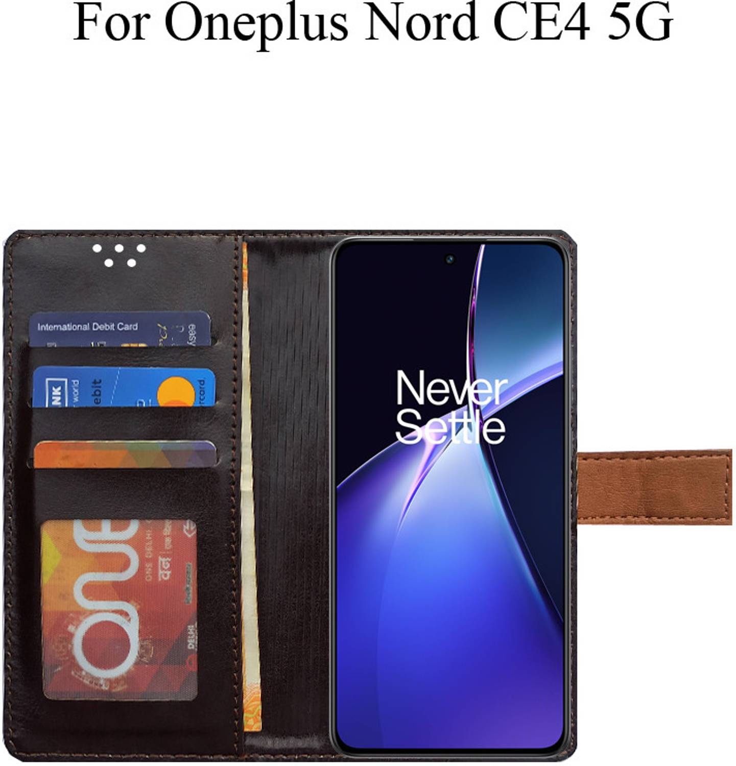 Xinyunew Custodia A Libro Con Portafoglio Per OnePlus Nord CE 4 5G, Pelle PU Marrone, Chiusura Magnetica E Supporto - copertina