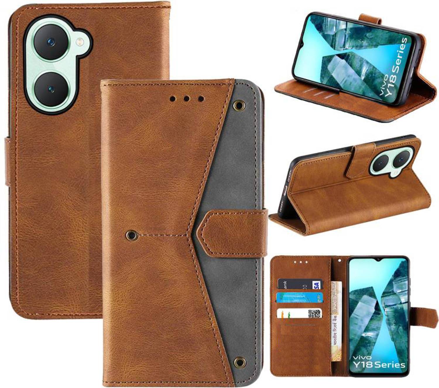 Aaghosh Flip Cover for Vivo Y18, Vivo Y18e, Vivo Y18i, Vivo Y18t, Vivo Y03